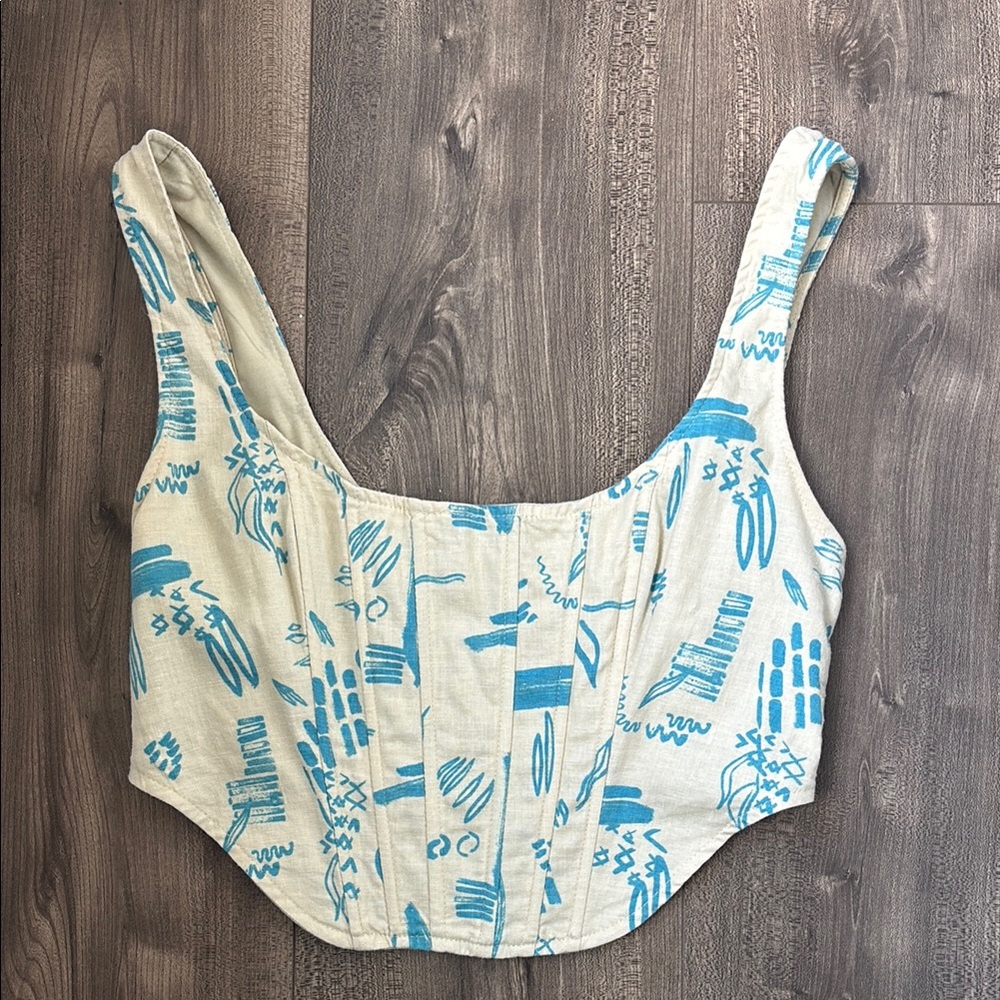Stylish Blue Patterned Women's Top